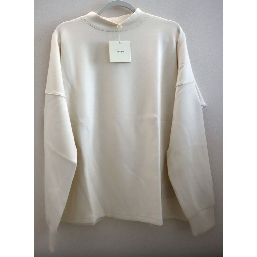 VEILED New York Women's Sz S Ivory Mock Neck Lounge Sweatshirt